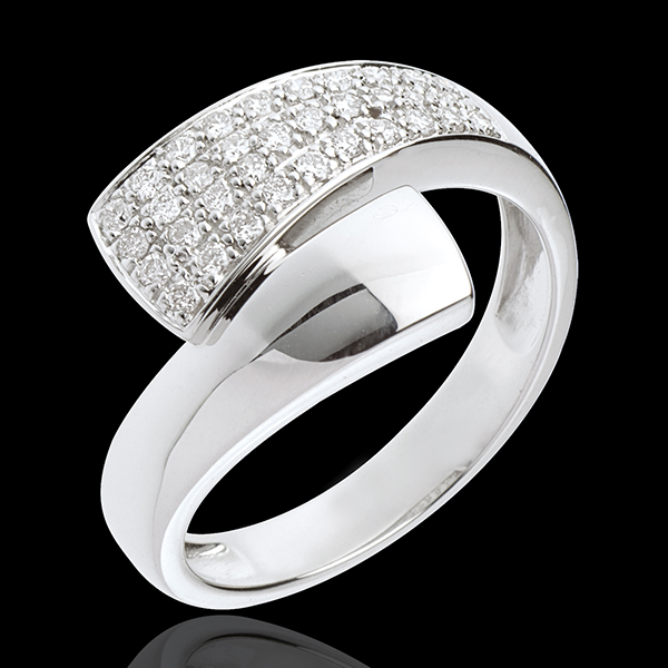 Bague tropique or blanc 18 carats pavée - 0.26 carats - 34 diam