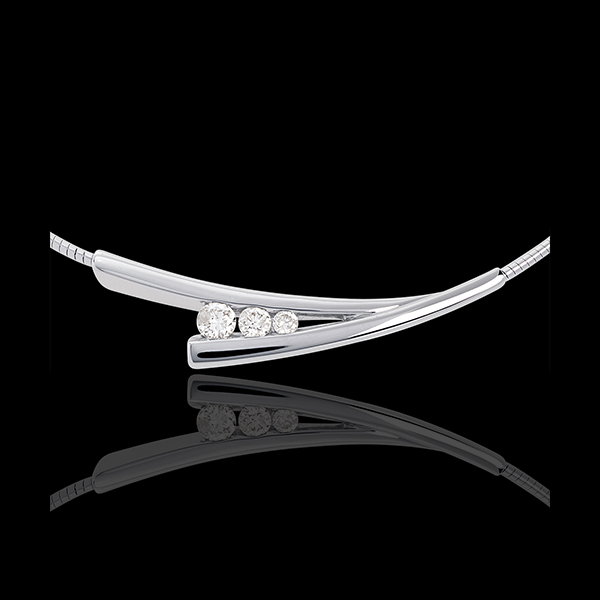 Collier trilogie Nid Précieux - Epis - or blanc 18 carats - 0.2