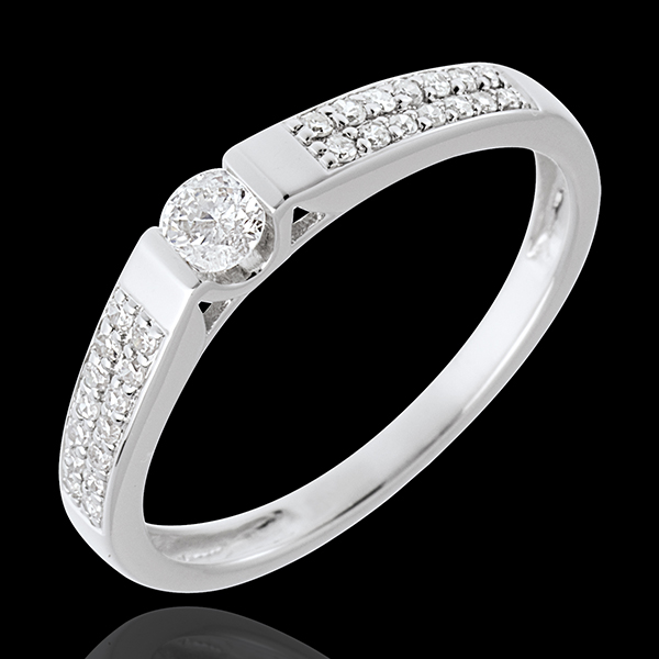 Solitaire arche or blanc 18 carats pavé - 0.12 carat - 29 diama