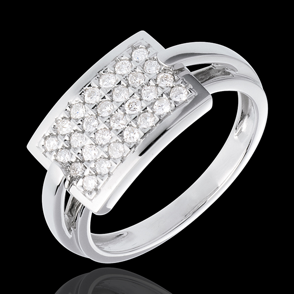 Bague insigne pavée - or blanc 18 carats - 0.36 carats - 28 dia