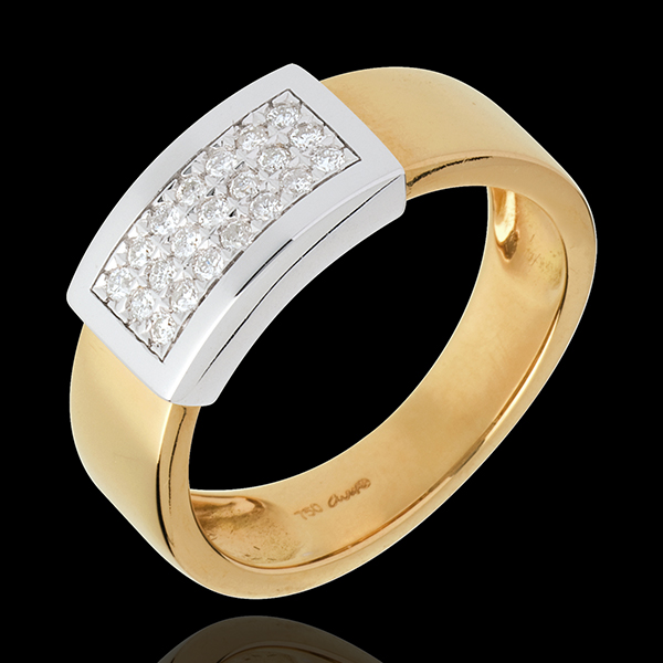 Bague Ceinturon pavée - or blanc et or jaune 18 carats