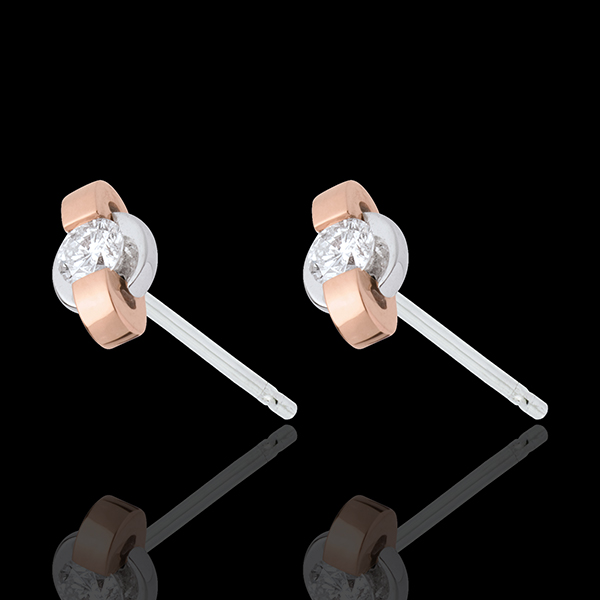 Boucles d'oreilles jonc - or blanc et or rose 18 carats