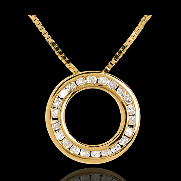 Collier pendule or jaune 18 carats pavée - 22 diamants