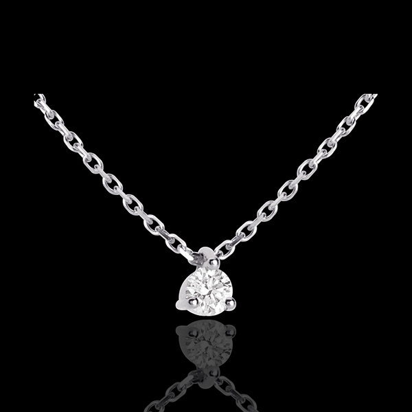 Collier solitaire or blanc 18 carats - 0.11 carat