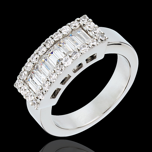 Bague Lanière or blanc 18 carats diamants - 1.38 carats - 31 di