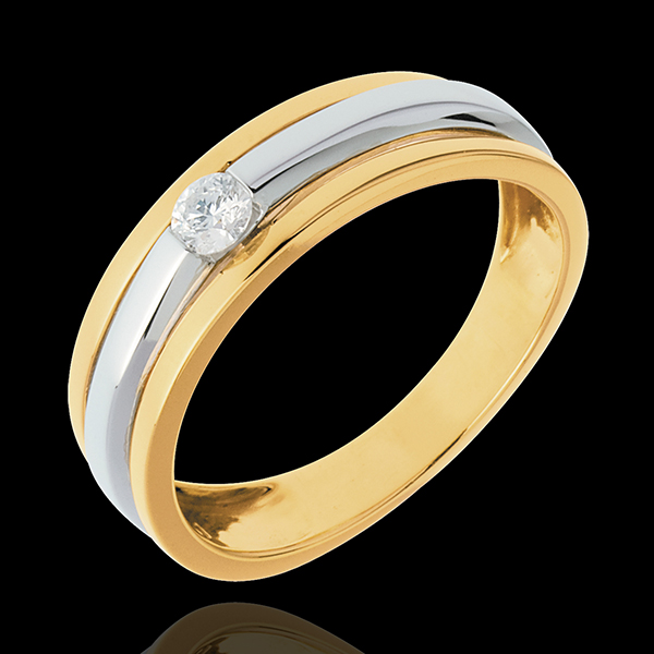 Solitaire Eclipse - diamant 0.13 carat - or blanc et or jaune 18