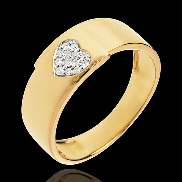 Bague Infini -coeur ardillon - or jaune 18 carats pavé - 13 dia