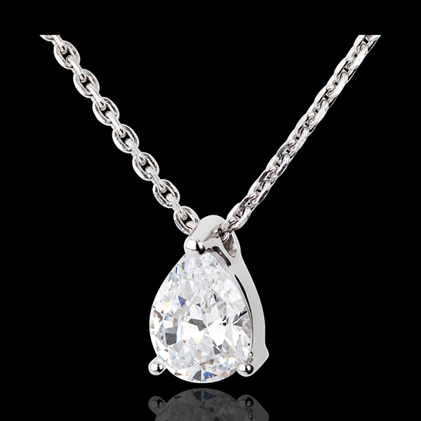 Collier Larme diamant - or blanc 18 carats - 1 carats