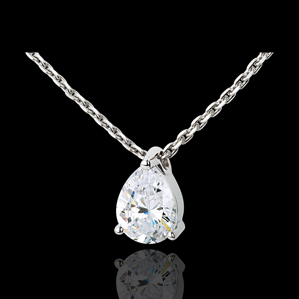 Collier Larme diamant - or blanc 18 carats - 1.25 carats