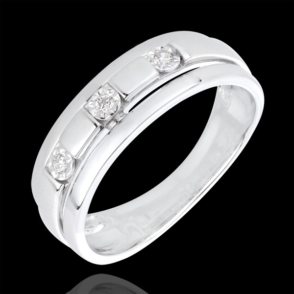 Bague trilogie bysance or blanc 18 carats et diamants