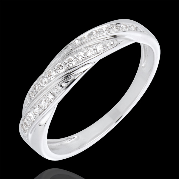 Bague tresse précieuse or blanc 18 carats et diamants