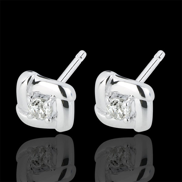Boucles d'oreilles puces nids d'or blanc 18 carats