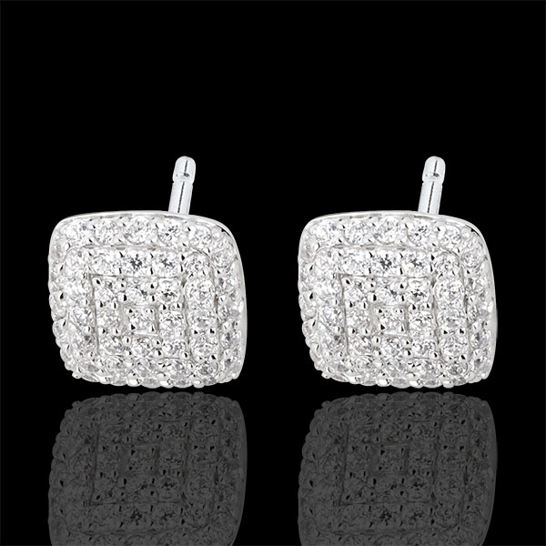 Boucles d'oreilles Coussins diamants or blanc 18 carats