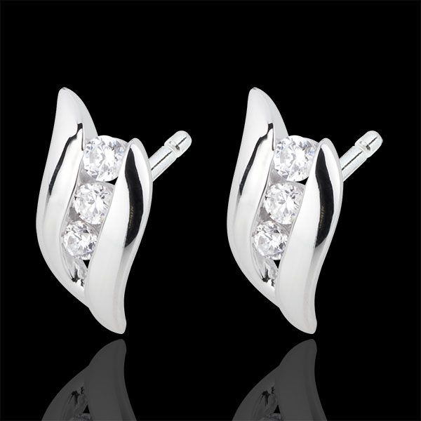 Boucles d'oreilles Trilogie Nid Précieux - Romance - or blanc 1