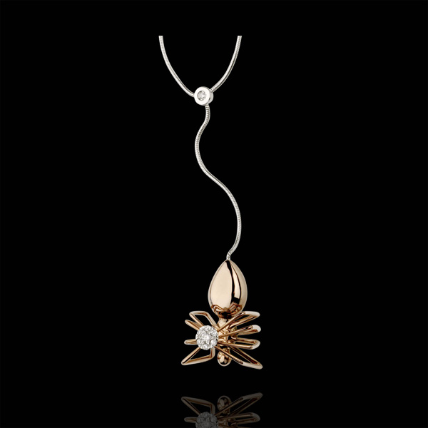 Collier Balade Imaginaire - Reine AraignÃ©e - or blanc et or rose 18 carats et diamants