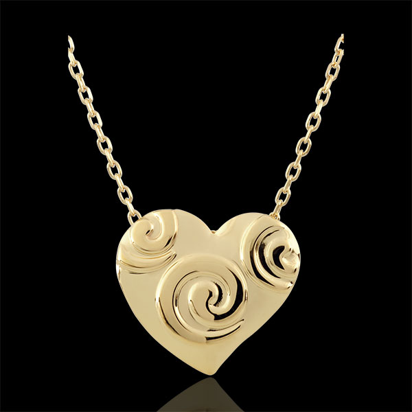 Collier Coeur Spirales - or jaune 9 carats