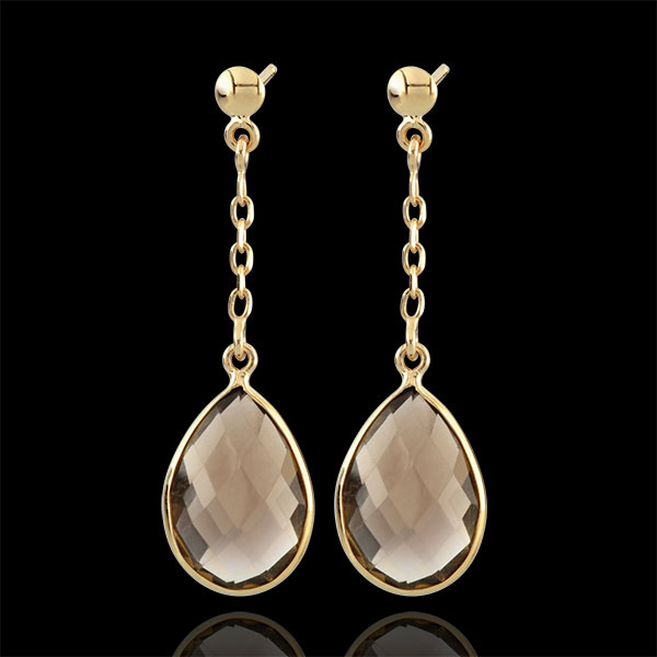 Boucles d'oreilles Narcisse - quartz fumÃ© - or jaune 9 carats