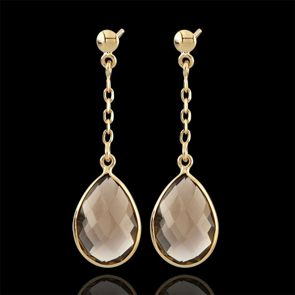 Boucles d'oreilles Narcisse - quartz fumé - or jaune 9 carats