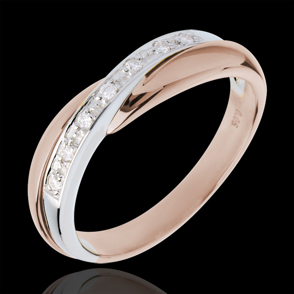 Alliance - serti rail - 7 diamants - or blanc et or rose 18 cara