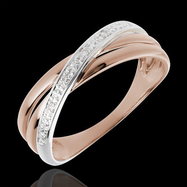 Bague Saturne Duo variation - 4 diamants - or blanc et or rose 1