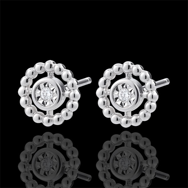 Boucles d'oreilles Fleur de Sel - Cercle - or blanc 9 carats