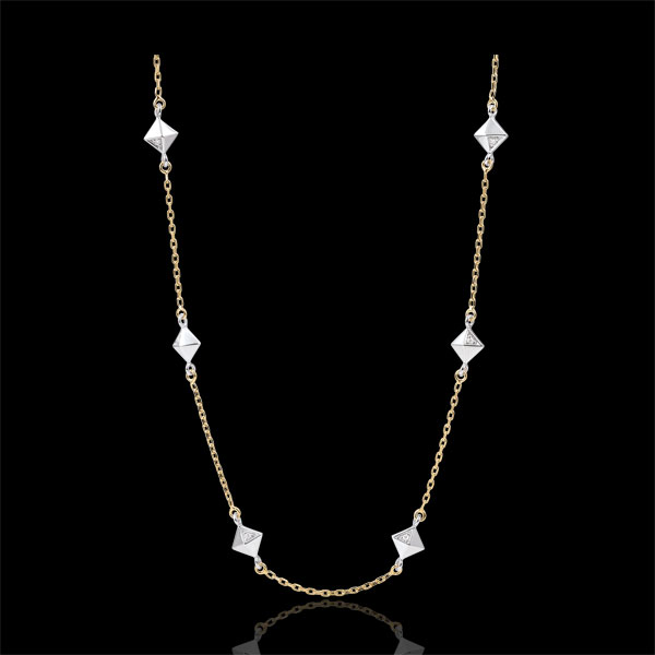 Collier Génèse - Diamants Bruts - or blanc et or jaune 18 cara