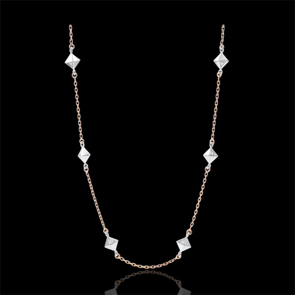 Collier Génèse - Diamants Bruts - or blanc et or rose 9 carats