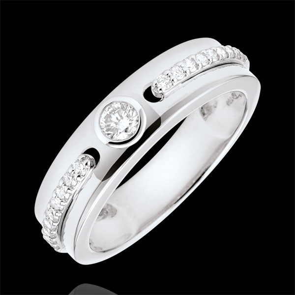 Bague Solitaire Promesse - or blanc 9 carats et diamants