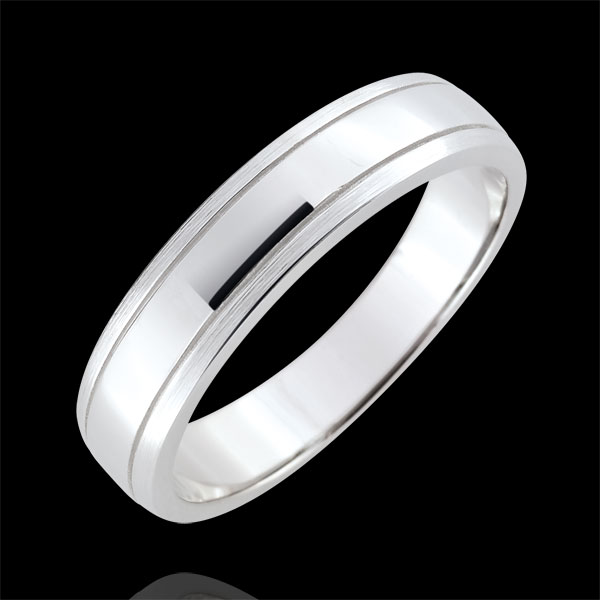 Alliance homme Horizon - or blanc 9 carats brossé