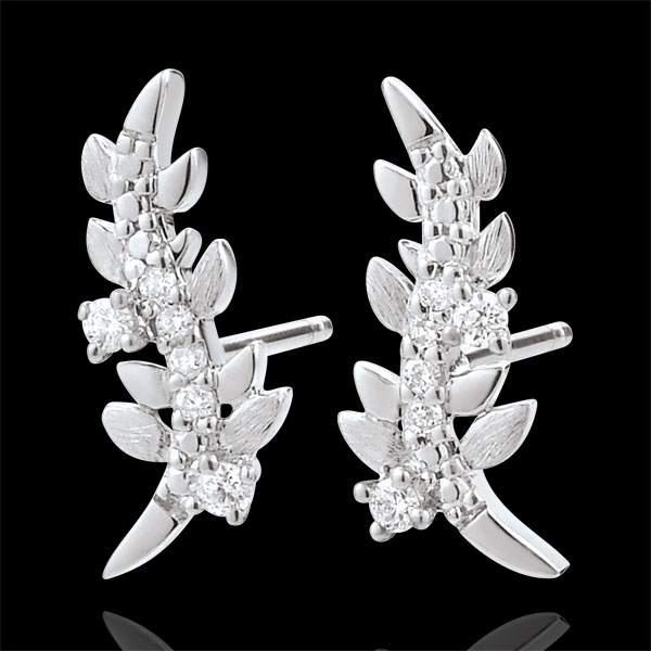 Boucles d'oreilles Jardin Enchanté - Feuillage Royal - or blanc