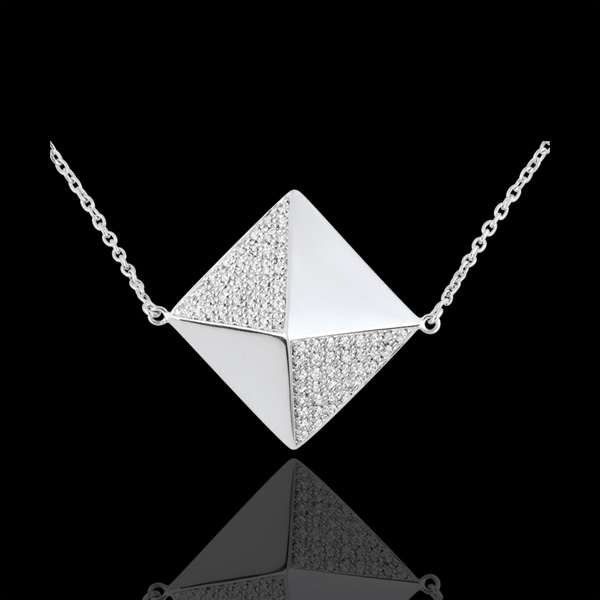 Collier Genèse - Sautoir Diamant brut or blanc 18 carats