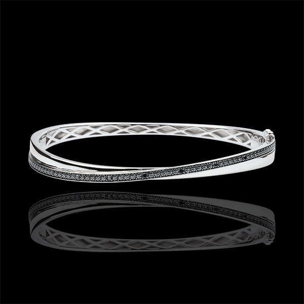 Bracelet Jonc Saturne Duo - diamants noirs - or blanc 18 carats
