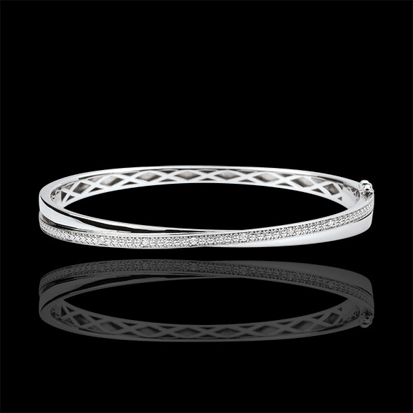 Bracelet Jonc Saturne Duo - diamants - or blanc 18 carats