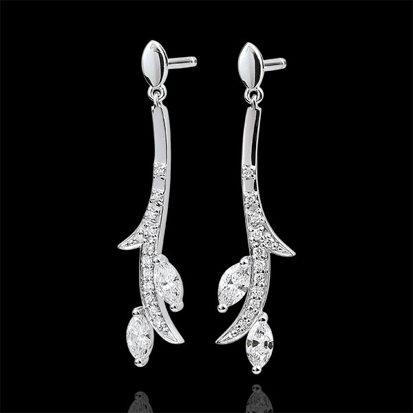 Boucles d'oreilles pendantes Bois Mystérieux - or blanc 9 carat