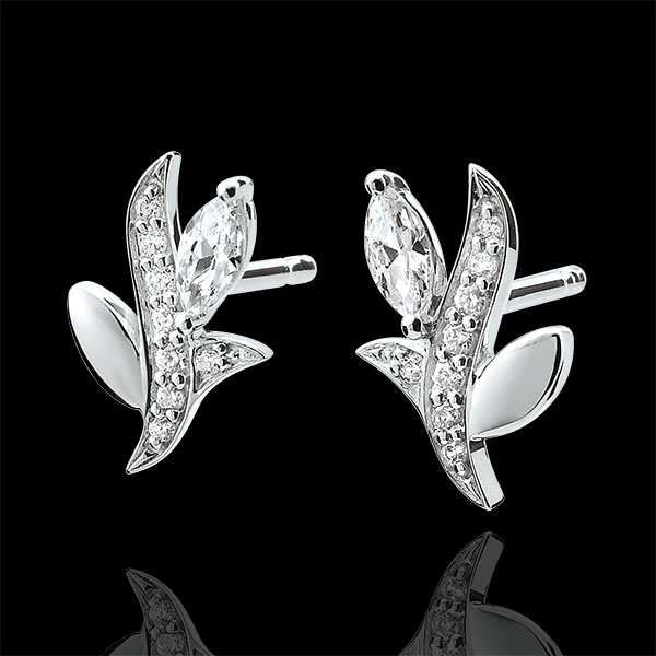 Boucles d'oreilles Bois Mystérieux - or blanc 9 carats et diama