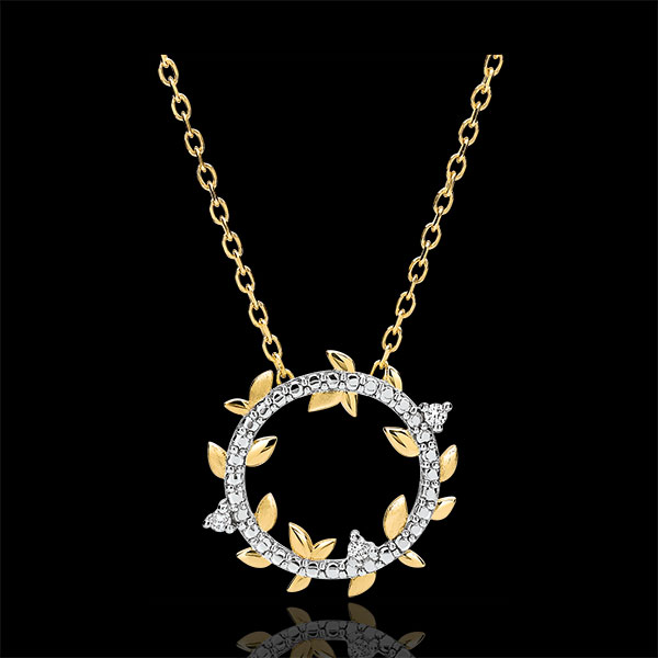 Collier rond Jardin Enchanté - Feuillage Royal - or jaune 18 ca