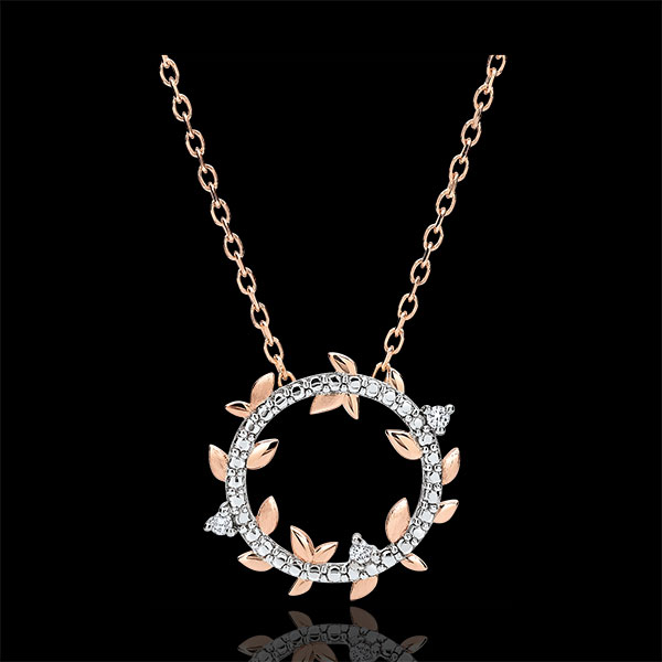 Collier rond Jardin Enchanté - Feuillage Royal - or rose 18 car