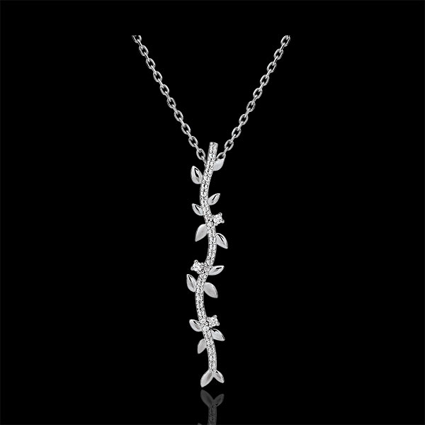 Collier tige Jardin Enchanté - Feuillage Royal - or blanc 18 ca