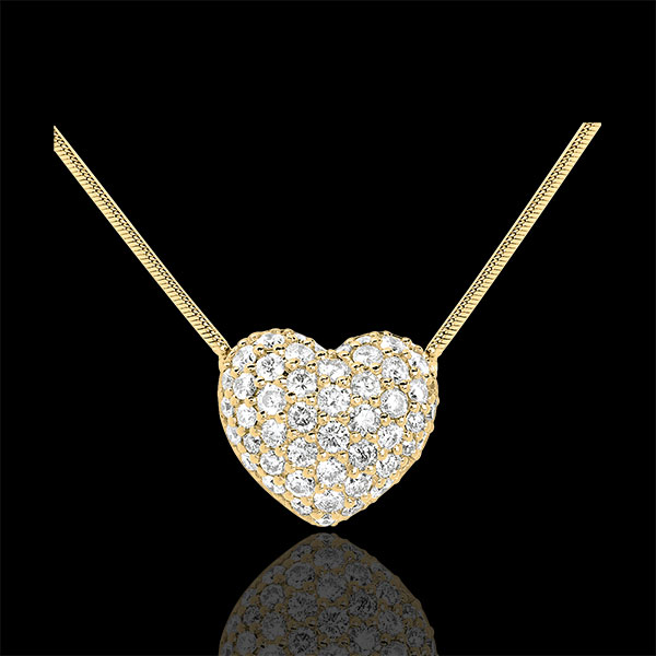 Collier coeur pavé or jaune 18 carats - 0.85 carats - 50 diaman