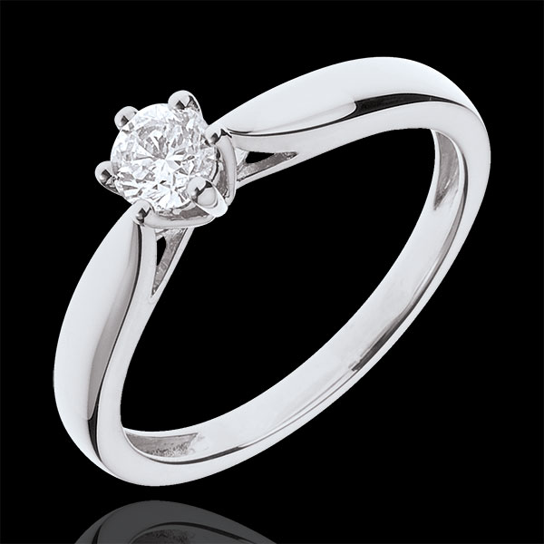 Bague Solitaire Roseau 6 griffes - or blanc 18 carats - 0.3 cara