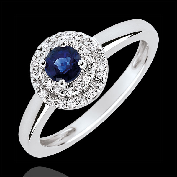 Bague de Fiançailles Destinée - Double halo - saphir 0.3 carat et diamants - or blanc 18 carats - Edenly - Edenly - Modalova