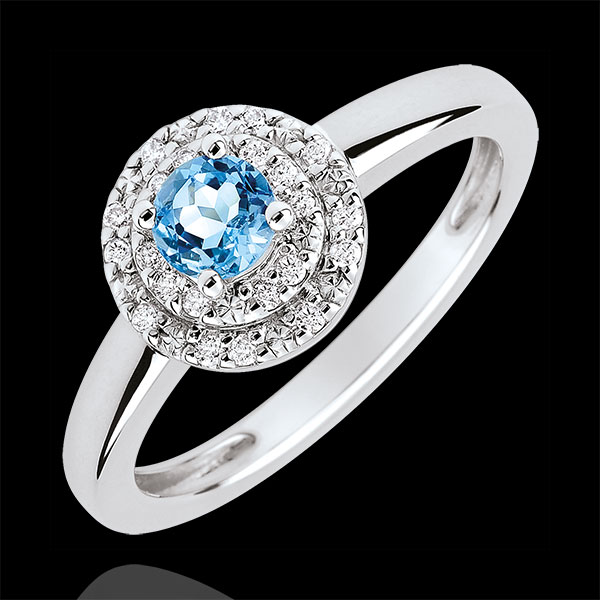 Bague de Fiançailles Destinée - Double halo - topaze 0.3 carat