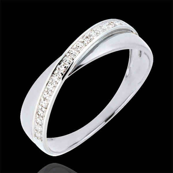 Alliance Saturne Duo - diamants - or blanc 9 carats