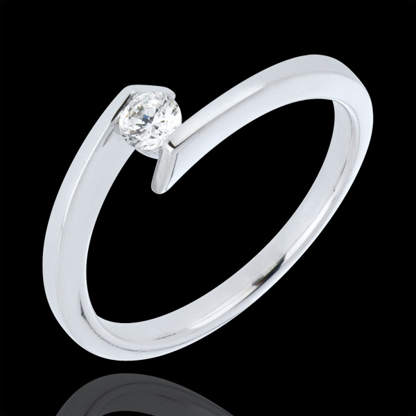 Bague solitaire Princesse étoile or blanc 9 carats - 0.15 carat