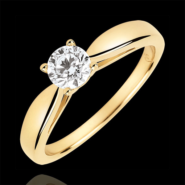 Solitaire roseau - diamant 0.4 carat - or jaune 9 carats