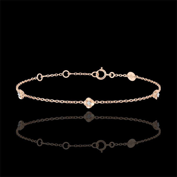 Bracelet Eclosion - Couronne de Roses - diamants - or rose 9 car