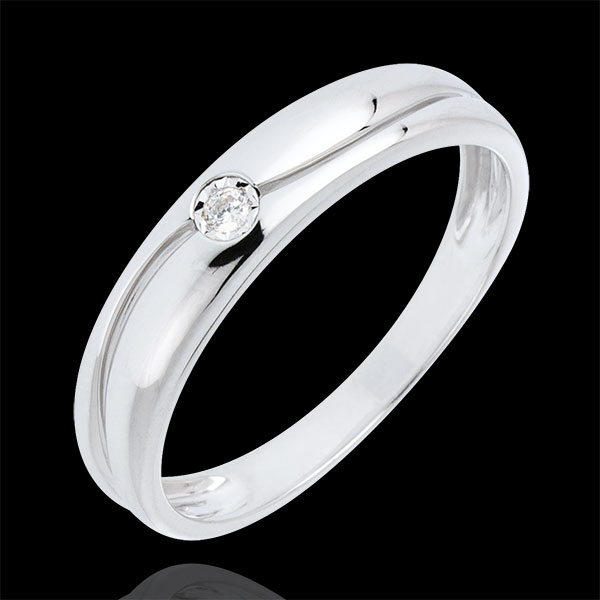 Bague Amour or blanc 9 carats et diamant - diamant 0.022 carat