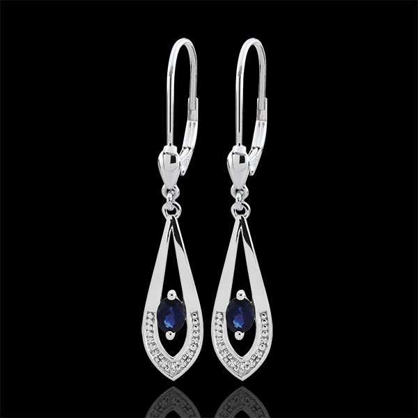 Boucles d'oreilles Britanie - saphirs - or blanc 9 carats