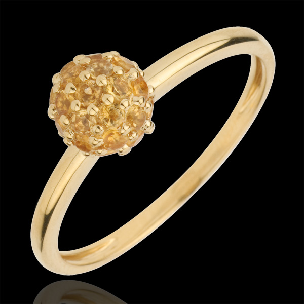 Bague Oiseau de Paradis - boule - or jaune 9 carats et citrine j