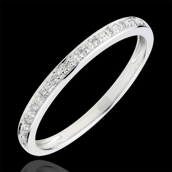 Alliance Eclats de diamant - or blanc 9 carats et diamants - dem